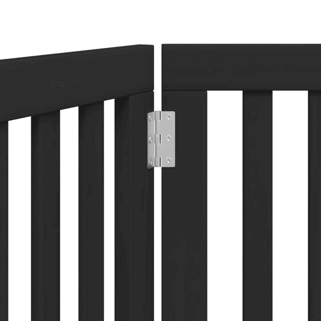 Poartă pentru câini pliabilă 3 panouri negru, 150 cm, lemn plop GartenMobel Dekor