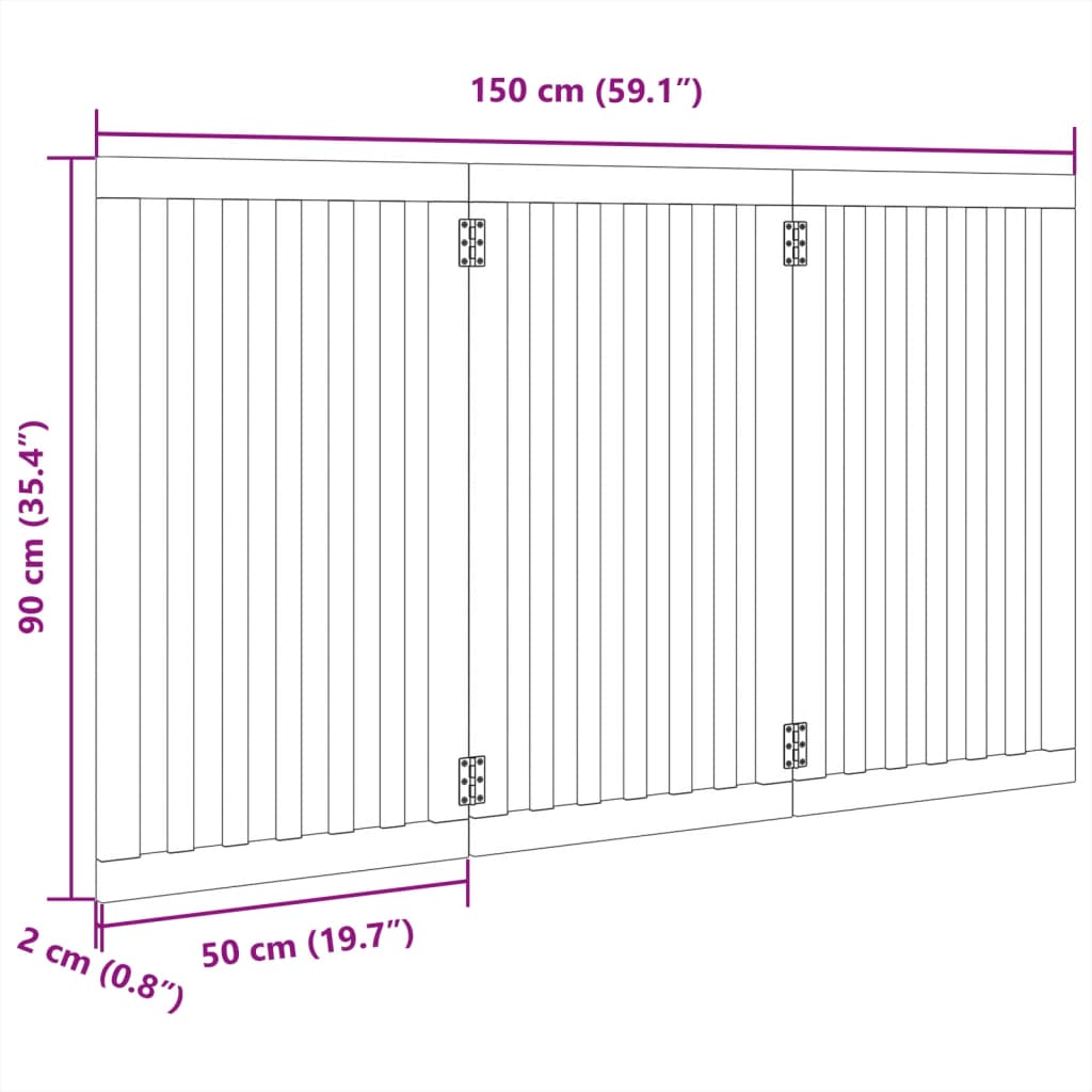 Poartă pentru câini pliabilă 3 panouri negru, 150 cm, lemn plop GartenMobel Dekor