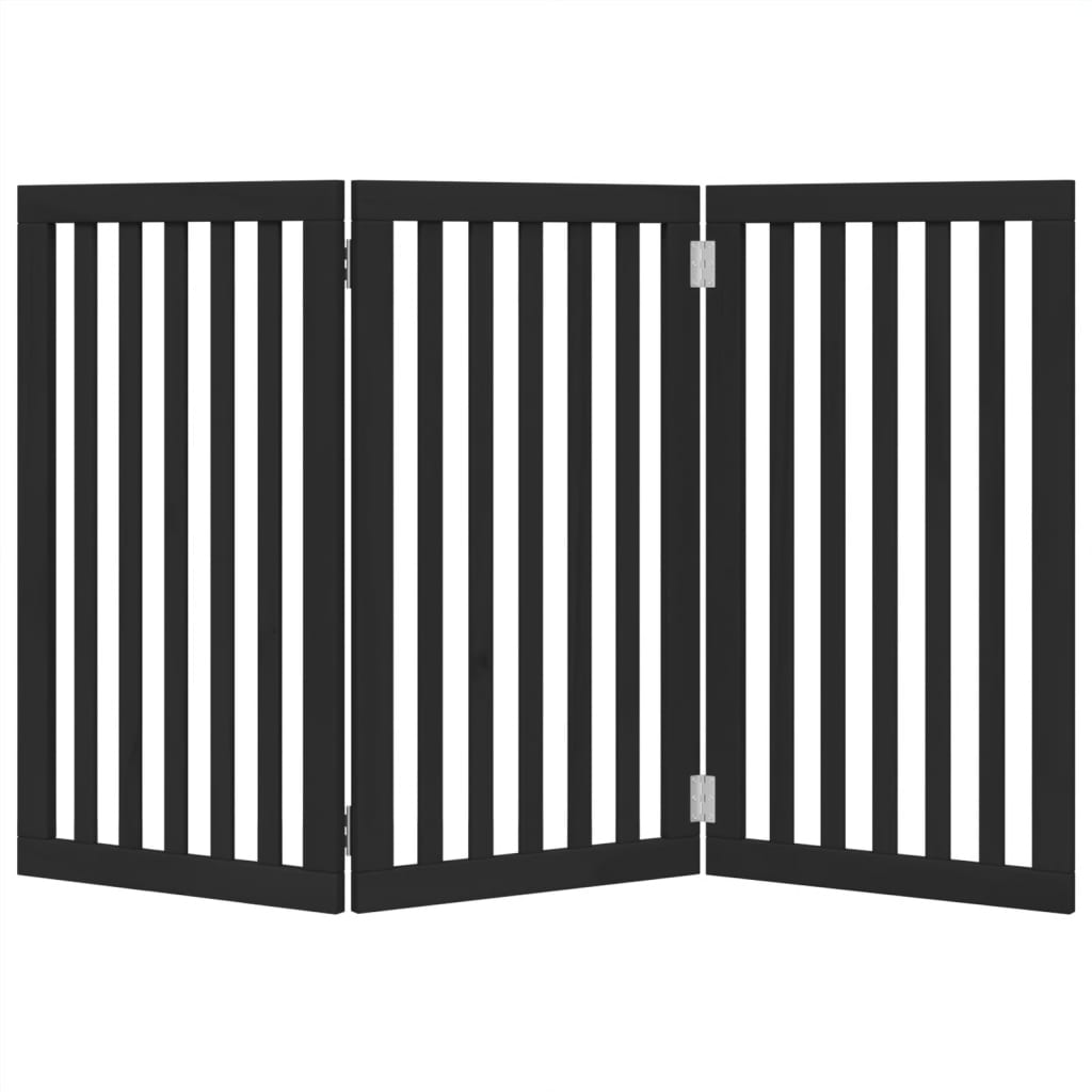 Poartă pentru câini pliabilă 3 panouri negru, 150 cm, lemn plop GartenMobel Dekor