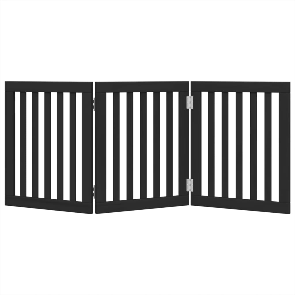 Poartă pentru câini pliabilă 3 panouri negru, 150 cm, lemn plop GartenMobel Dekor