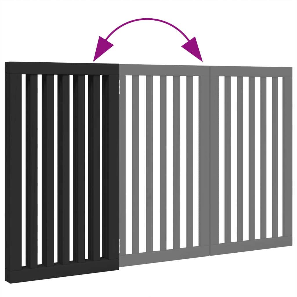 Poartă pentru câini pliabilă 3 panouri negru, 150 cm, lemn plop GartenMobel Dekor