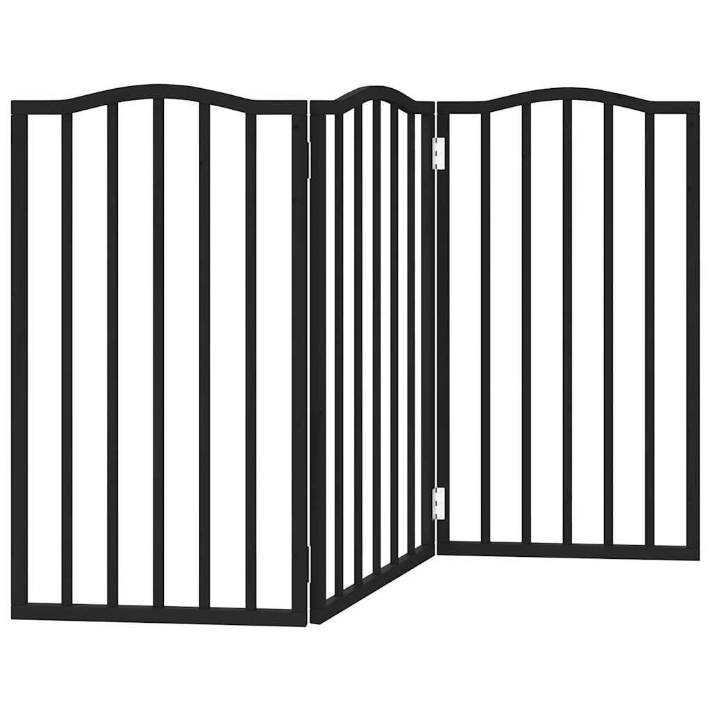Poartă pentru câini pliabilă 3 panouri negru, 150 cm, lemn plop GartenMobel Dekor