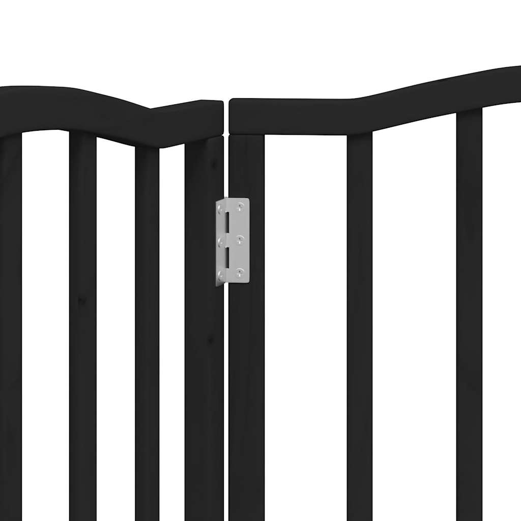 Poartă pentru câini pliabilă 3 panouri negru, 150 cm, lemn plop GartenMobel Dekor