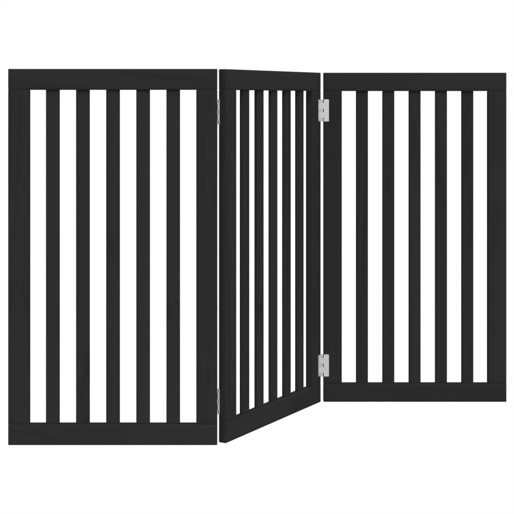 Poartă pentru câini pliabilă 3 panouri negru, 150 cm, lemn plop GartenMobel Dekor