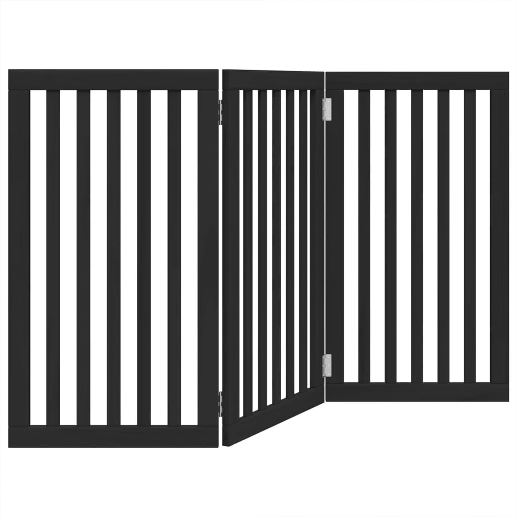 Poartă pentru câini pliabilă 3 panouri negru, 150 cm, lemn plop GartenMobel Dekor