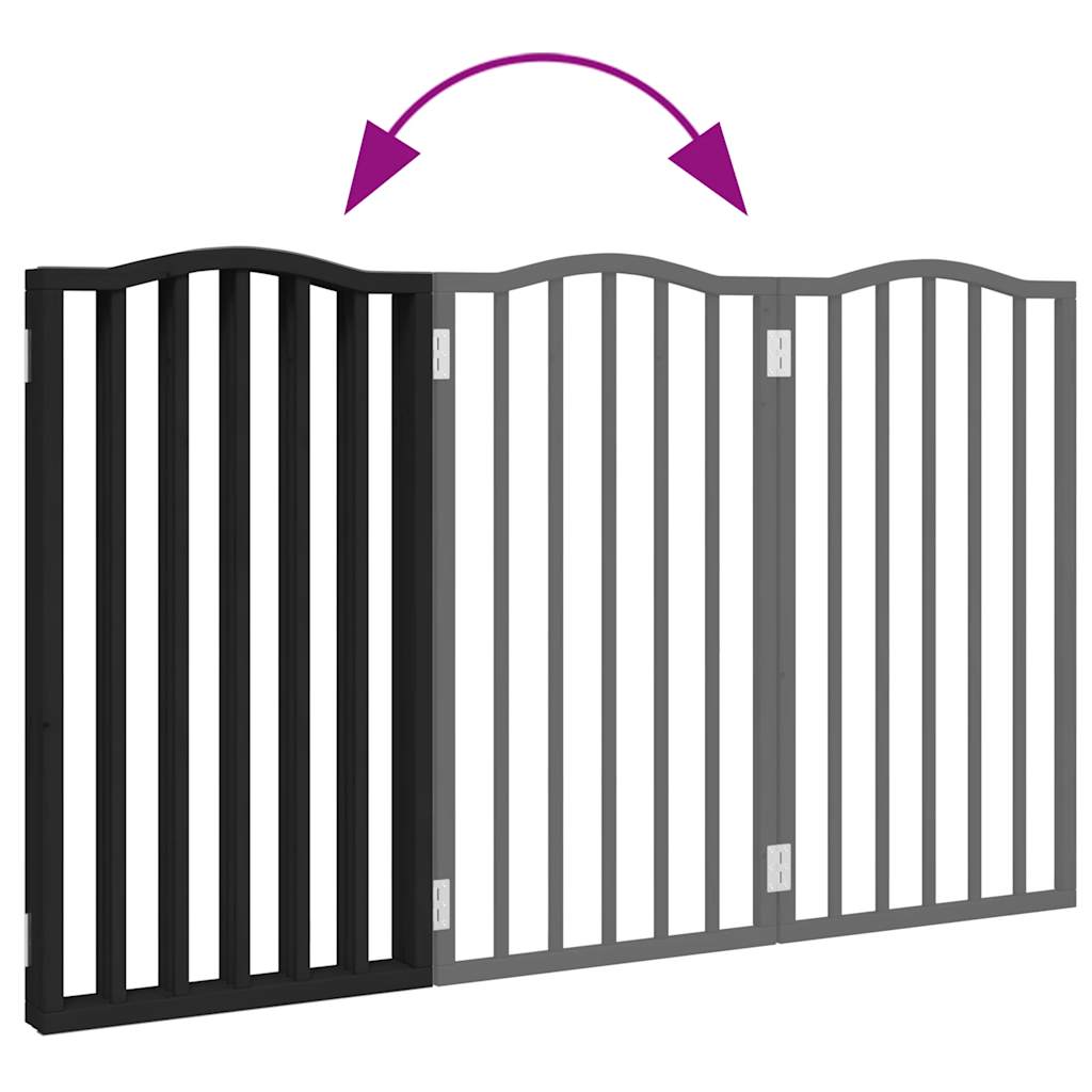 Poartă pentru câini pliabilă 3 panouri negru, 150 cm, lemn plop GartenMobel Dekor