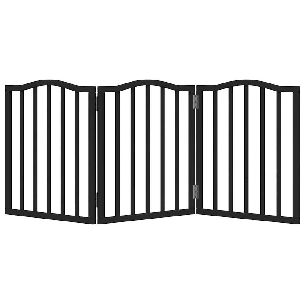 Poartă pentru câini pliabilă 3 panouri negru, 150 cm, lemn plop GartenMobel Dekor