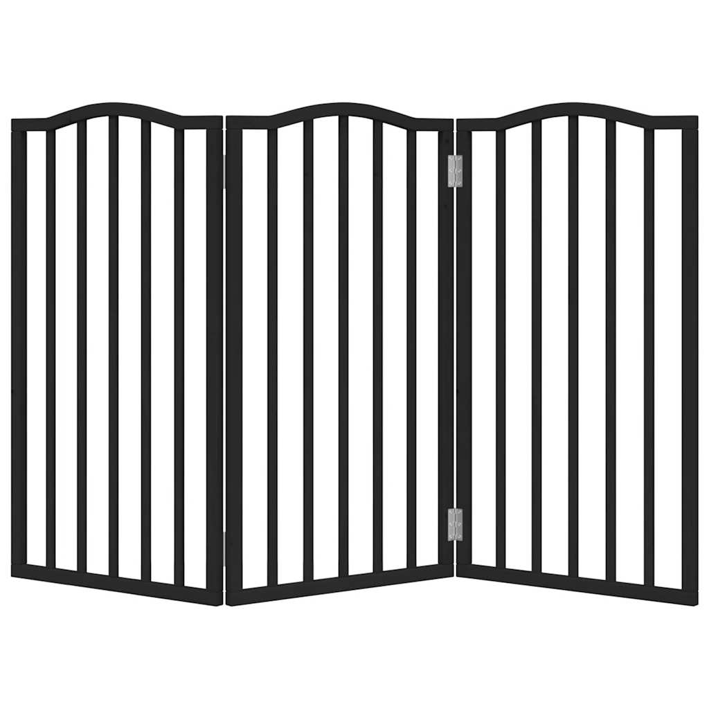 Poartă pentru câini pliabilă 3 panouri negru, 150 cm, lemn plop GartenMobel Dekor