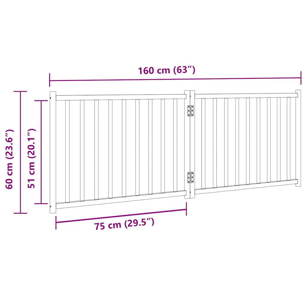 Poartă pentru câini pliabilă 2 panouri, alb, 160 cm, lemn brad GartenMobel Dekor