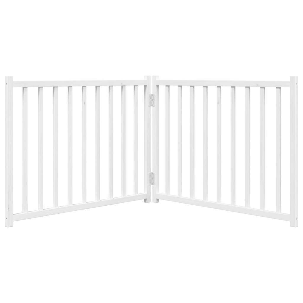 Poartă pentru câini pliabilă 2 panouri, alb, 160 cm, lemn brad GartenMobel Dekor