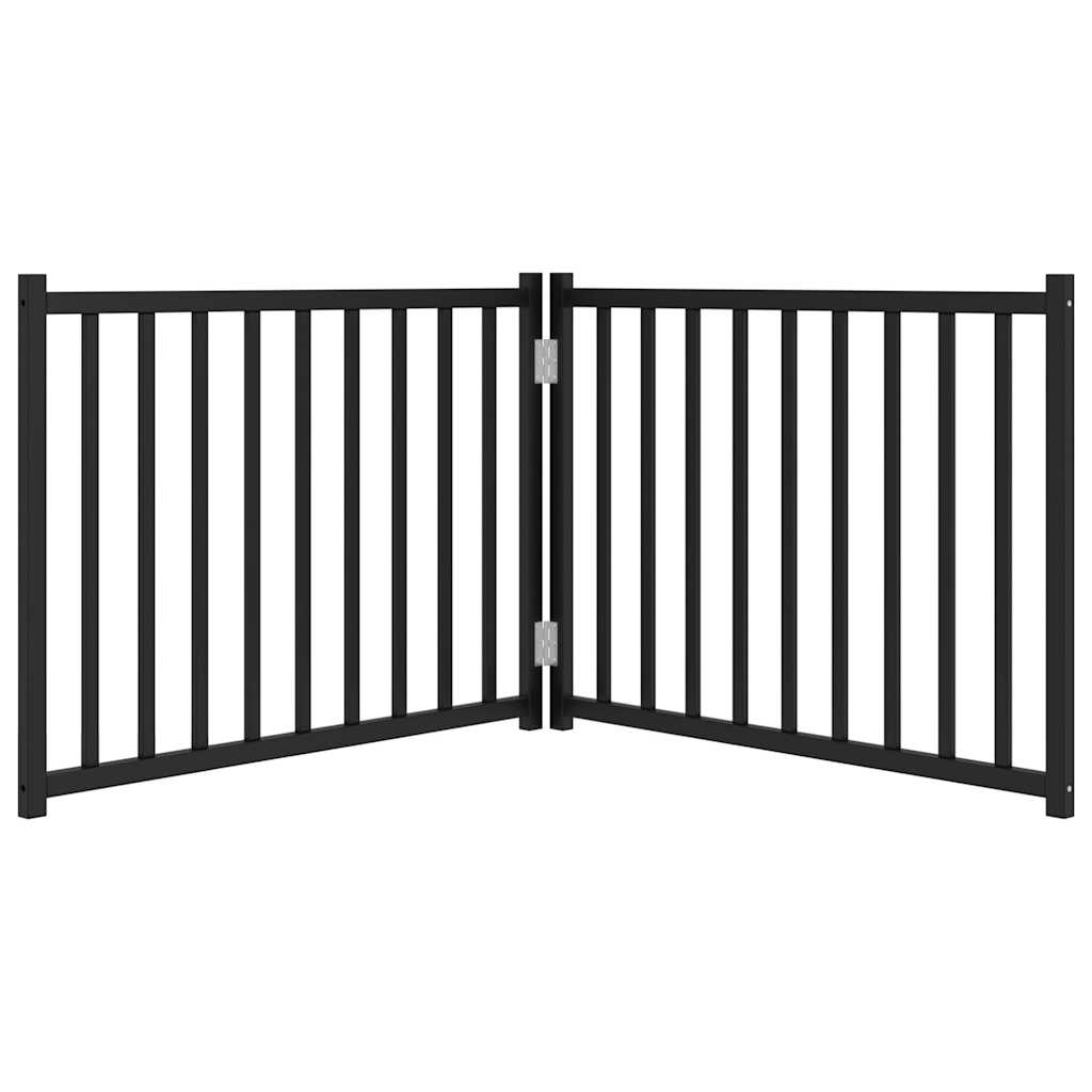 Poartă pentru câini pliabilă 2 panouri negru, 160 cm, lemn brad GartenMobel Dekor