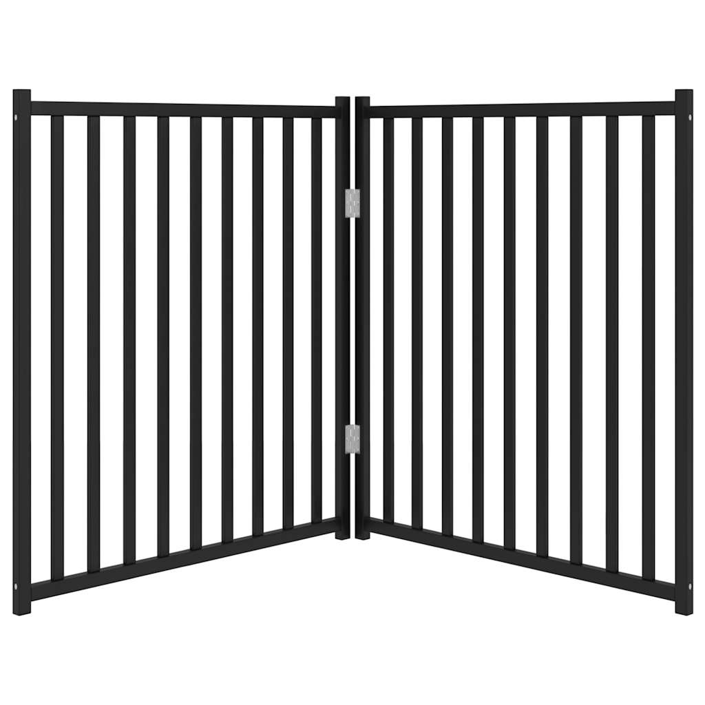 Poartă pentru câini pliabilă 2 panouri negru, 160 cm, lemn brad GartenMobel Dekor