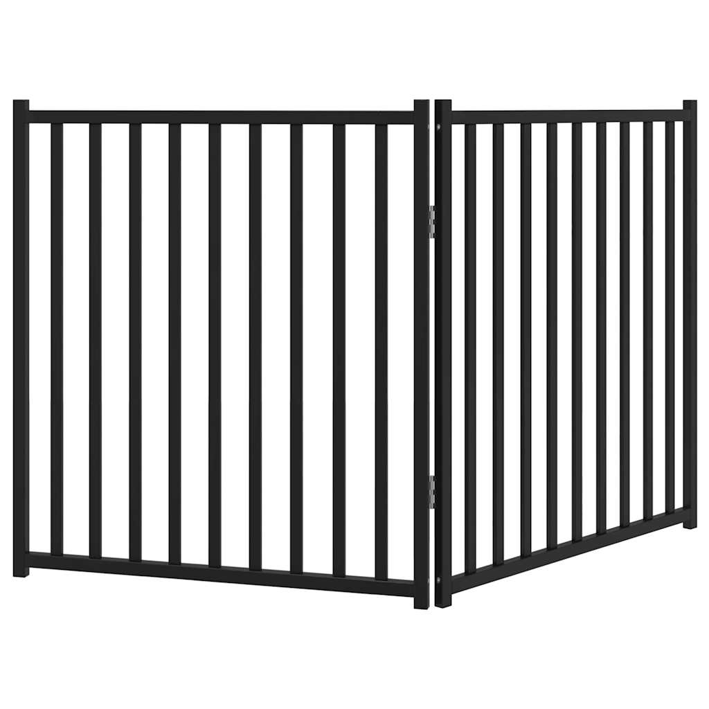 Poartă pentru câini pliabilă 2 panouri negru, 160 cm, lemn brad GartenMobel Dekor