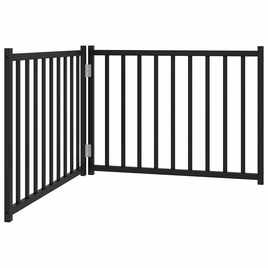 Poartă pentru câini pliabilă 2 panouri negru, 160 cm, lemn brad GartenMobel Dekor