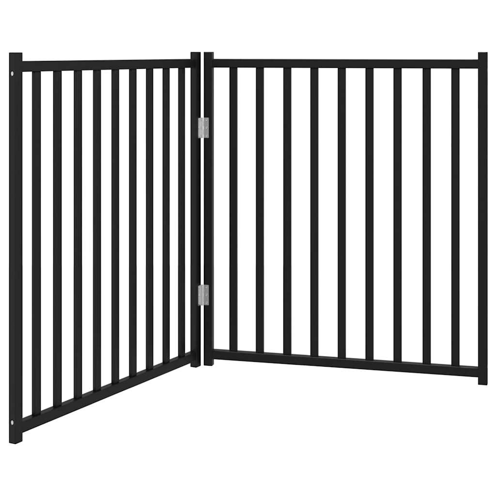 Poartă pentru câini pliabilă 2 panouri negru, 160 cm, lemn brad GartenMobel Dekor