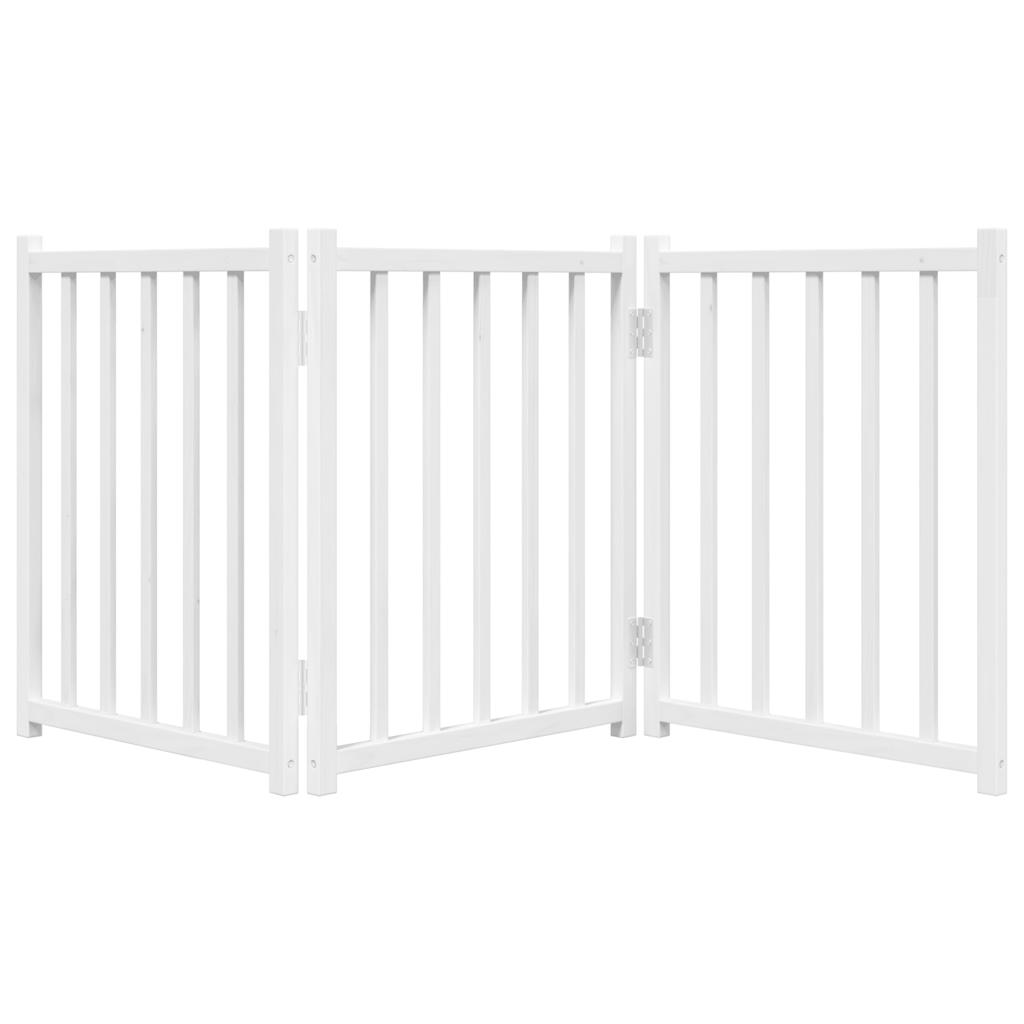 Poartă pentru câini pliabilă 3 panouri, alb, 150 cm, lemn brad GartenMobel Dekor