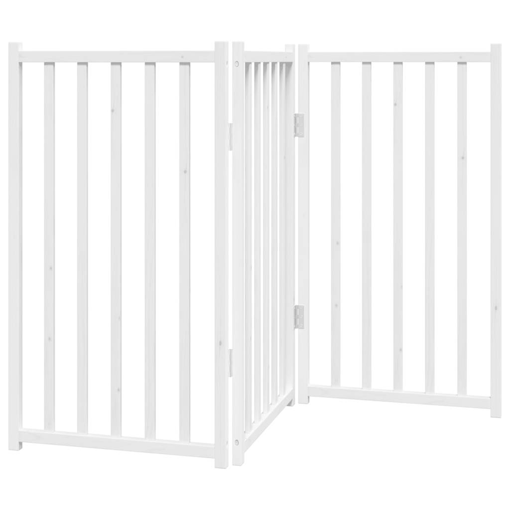 Poartă pentru câini pliabilă 3 panouri, alb, 150 cm, lemn brad GartenMobel Dekor