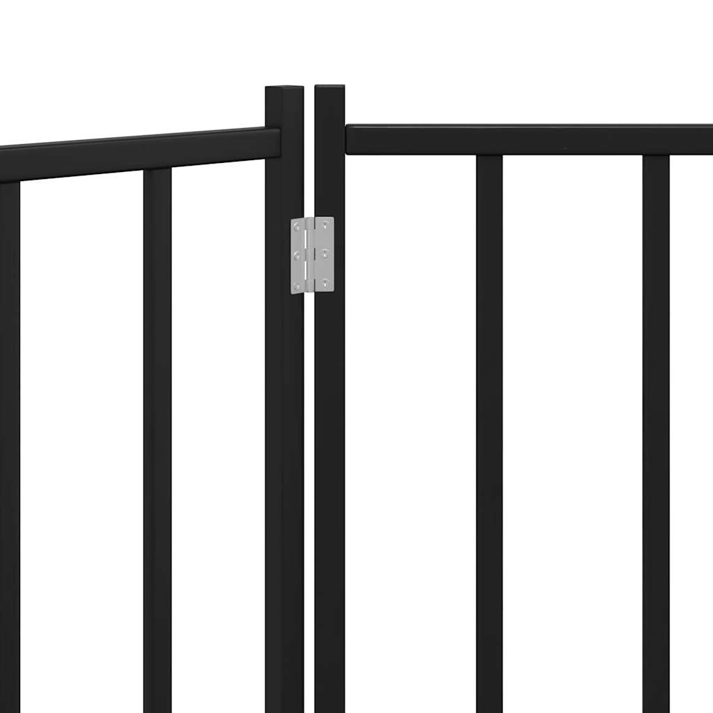 Poartă pentru câini pliabilă 3 panouri negru, 150 cm, lemn brad GartenMobel Dekor