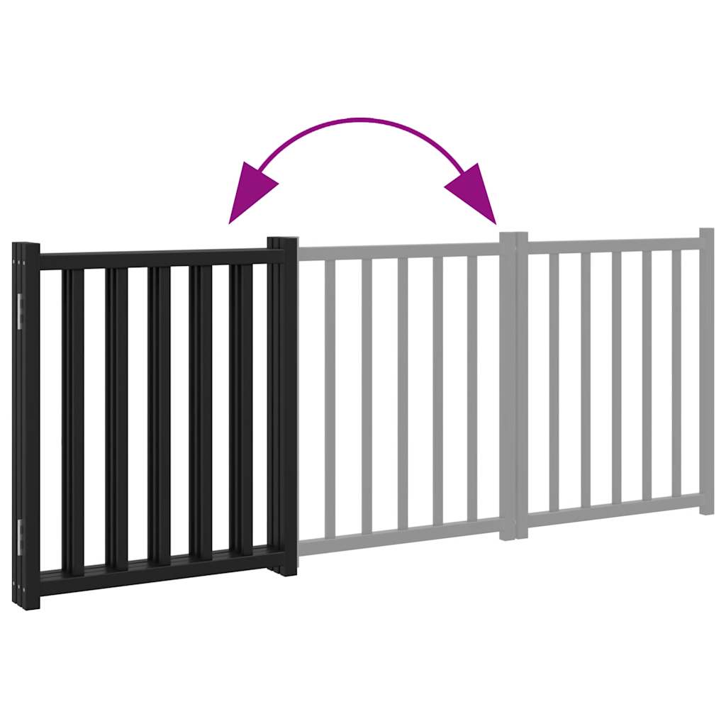 Poartă pentru câini pliabilă 3 panouri negru, 150 cm, lemn brad GartenMobel Dekor