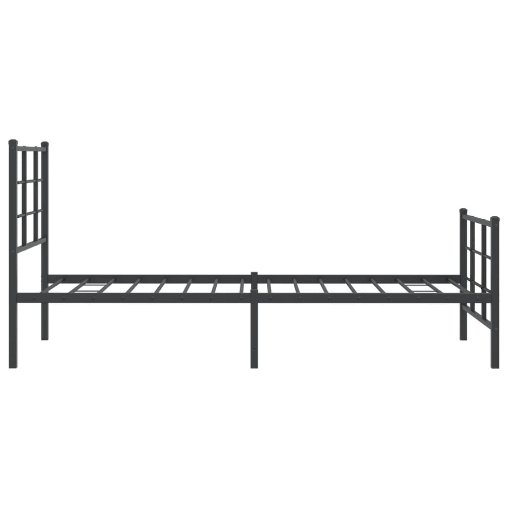Cadru pat metalic cu tăblii de cap/picioare, negru, 75x190 cm GartenMobel Dekor