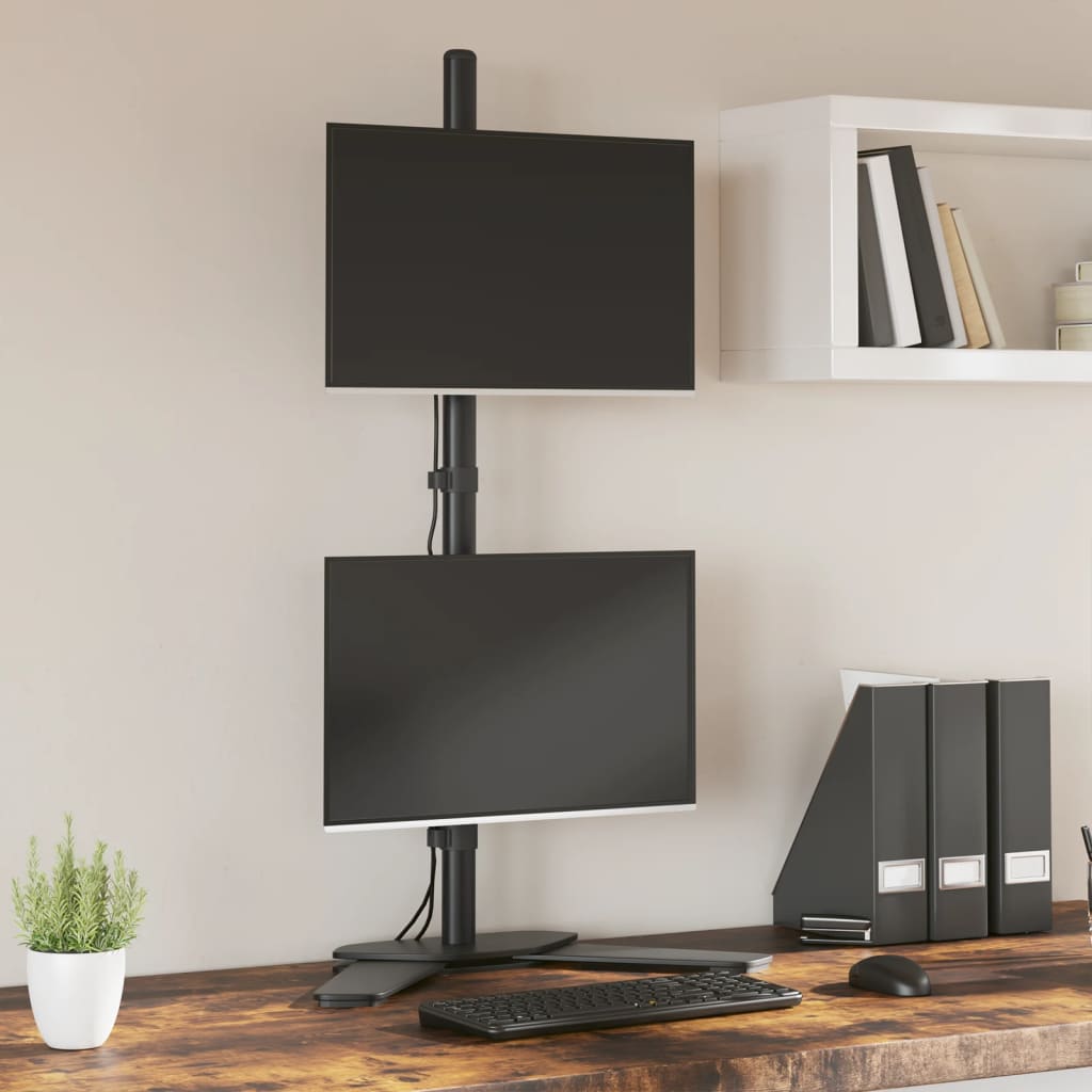 Suport de perete pentru monitor dublu VESA 75/100 mm negru oțel GartenMobel Dekor