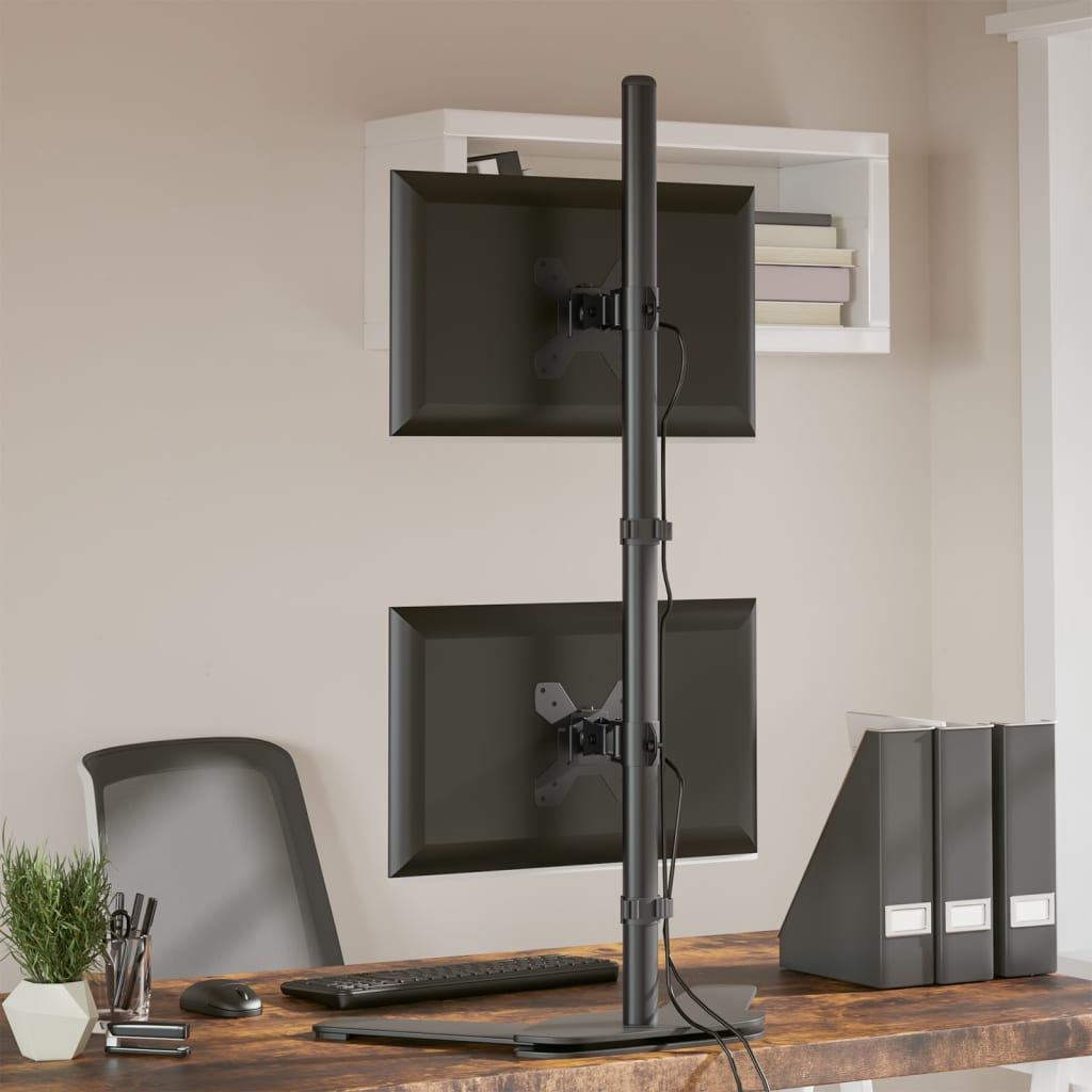 Suport de perete pentru monitor dublu VESA 75/100 mm negru oțel GartenMobel Dekor