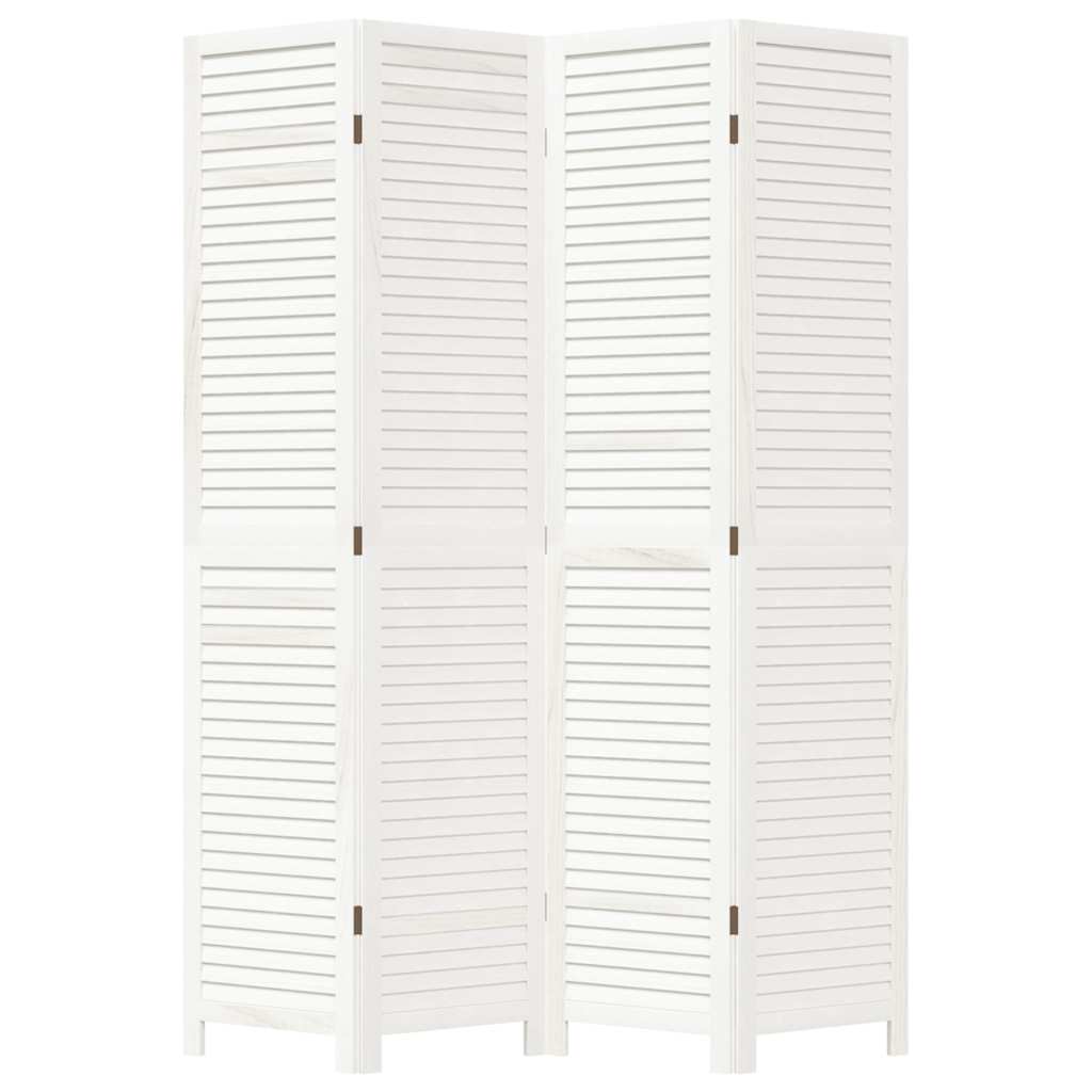 Paravan cameră 4 panouri, alb, lemn masiv paulownia GartenMobel Dekor