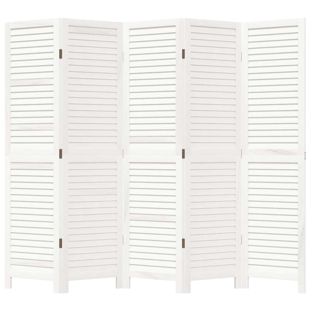 Paravan cameră 5 panouri, alb, lemn masiv paulownia GartenMobel Dekor