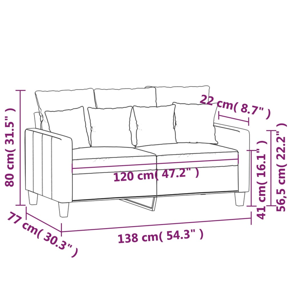 Canapea cu 2 locuri, maro, 120 cm, material textil GartenMobel Dekor