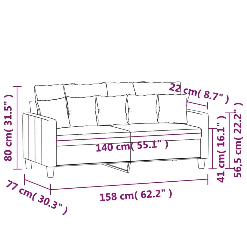 Canapea cu 2 locuri, roșu vin, 140 cm, material textil GartenMobel Dekor