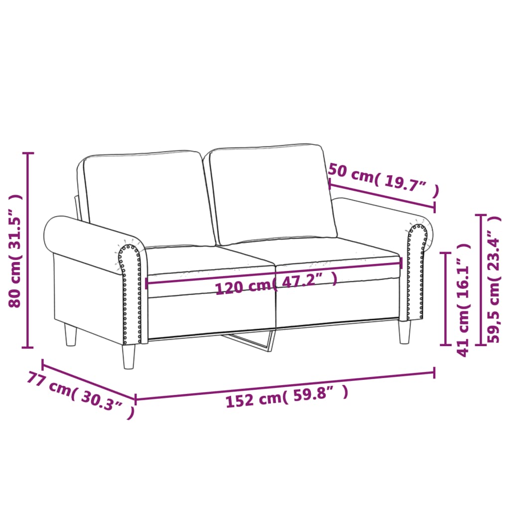 Canapea cu 2 locuri, roz, 120 cm, catifea GartenMobel Dekor