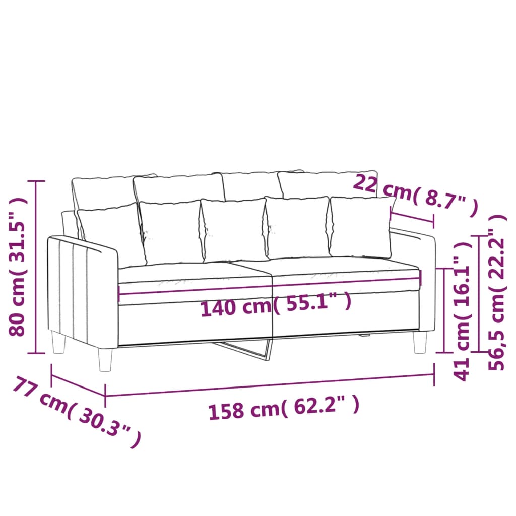 Canapea cu 2 locuri, roz, 140 cm, catifea GartenMobel Dekor