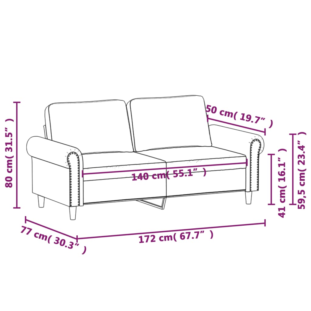Canapea cu 2 locuri, roz, 140 cm, catifea GartenMobel Dekor