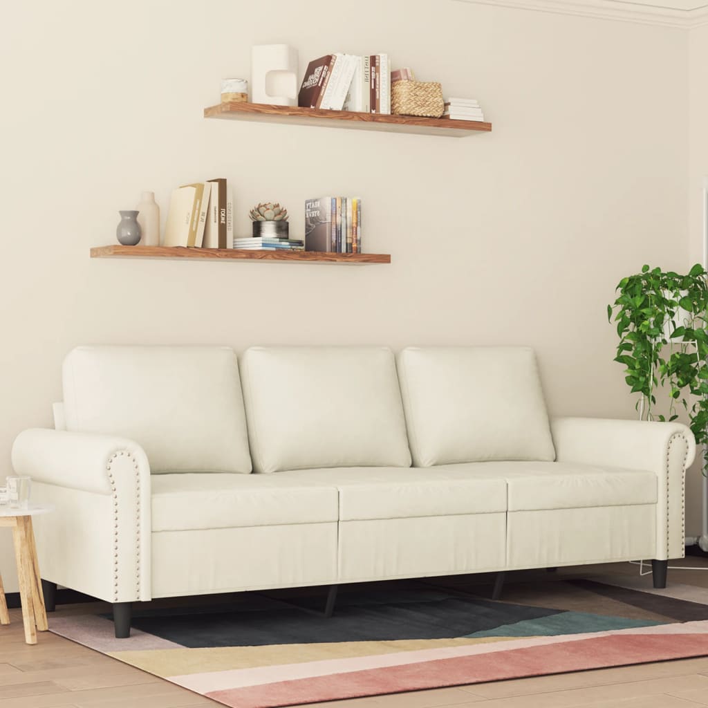 Canapea cu 3 locuri, crem, 180 cm, catifea GartenMobel Dekor