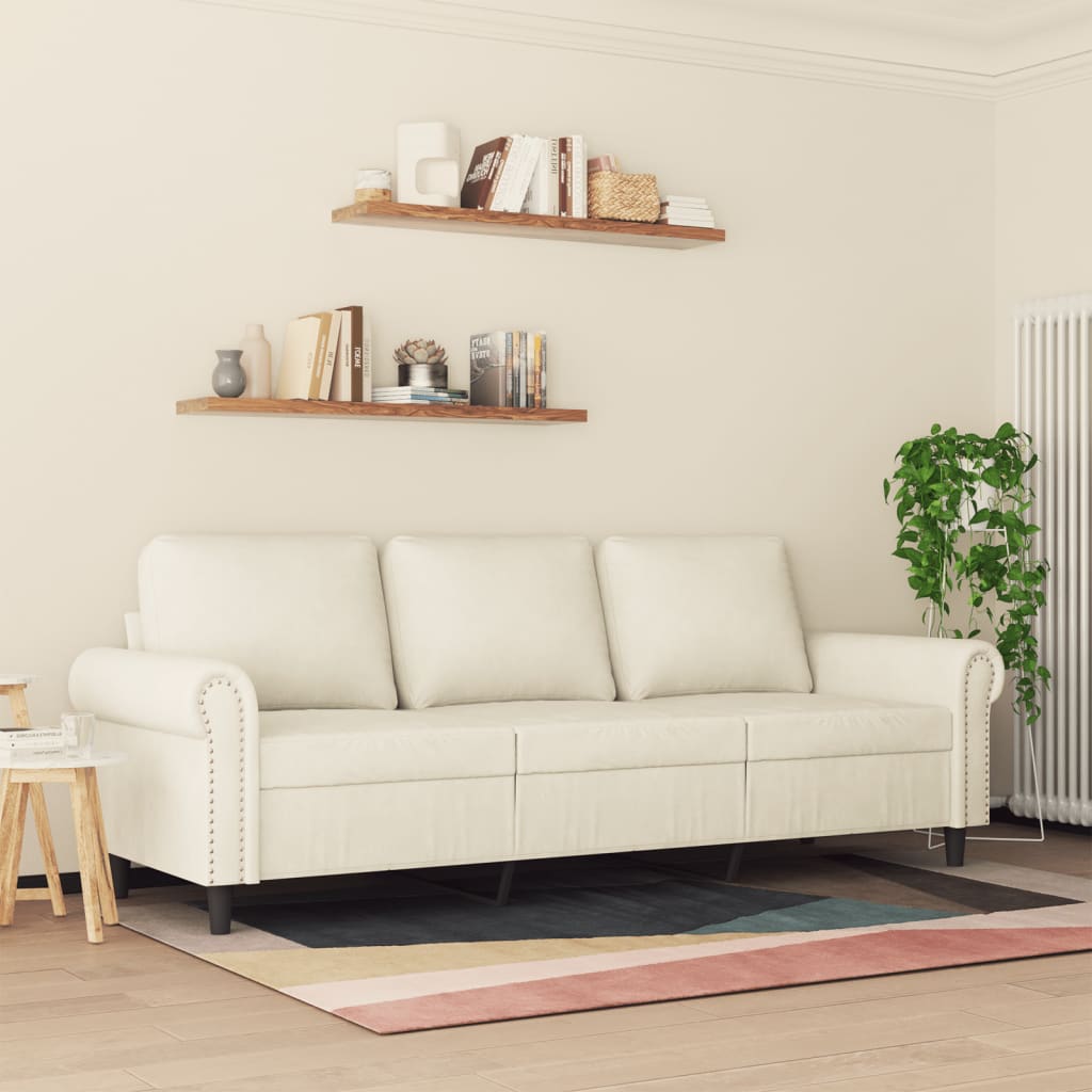 Canapea cu 3 locuri, crem, 180 cm, catifea GartenMobel Dekor