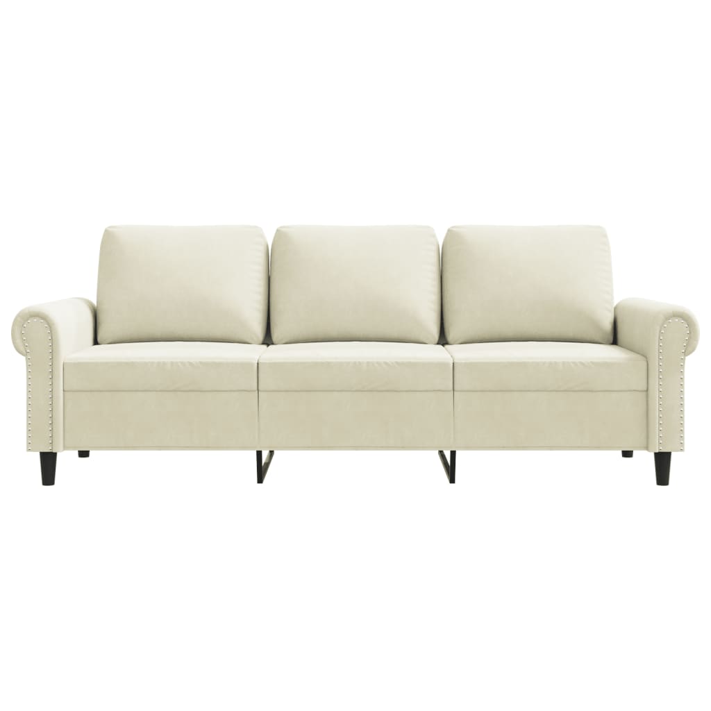 Canapea cu 3 locuri, crem, 180 cm, catifea GartenMobel Dekor