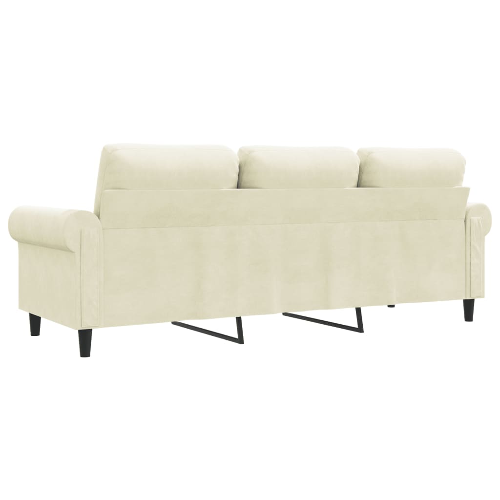 Canapea cu 3 locuri, crem, 180 cm, catifea GartenMobel Dekor