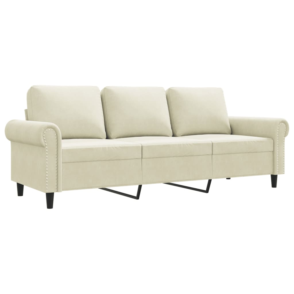 Canapea cu 3 locuri, crem, 180 cm, catifea GartenMobel Dekor