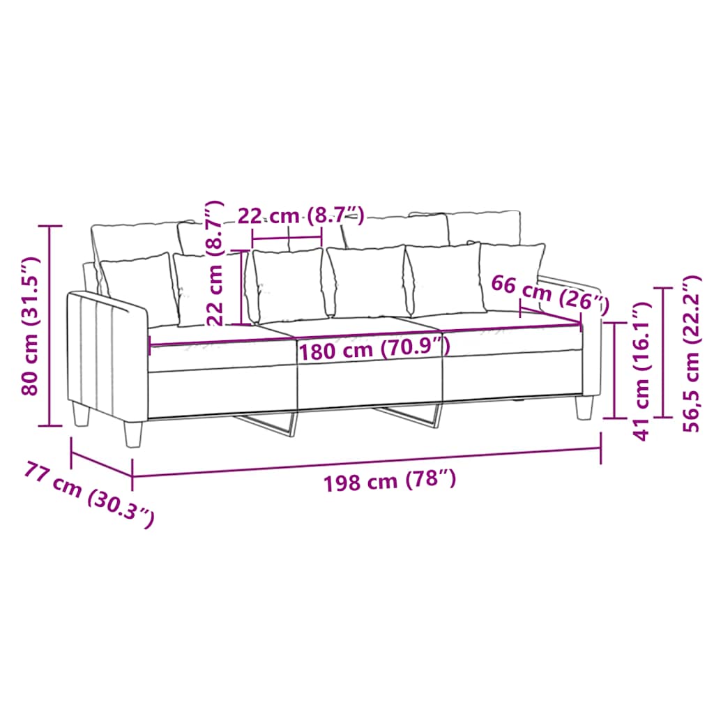 Canapea cu 3 locuri, maro, 180 cm, material textil GartenMobel Dekor