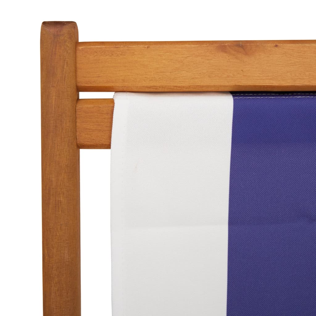 Scaun plajă pliabile albastru/alb lemn masiv eucalipt/țesătură GartenMobel Dekor