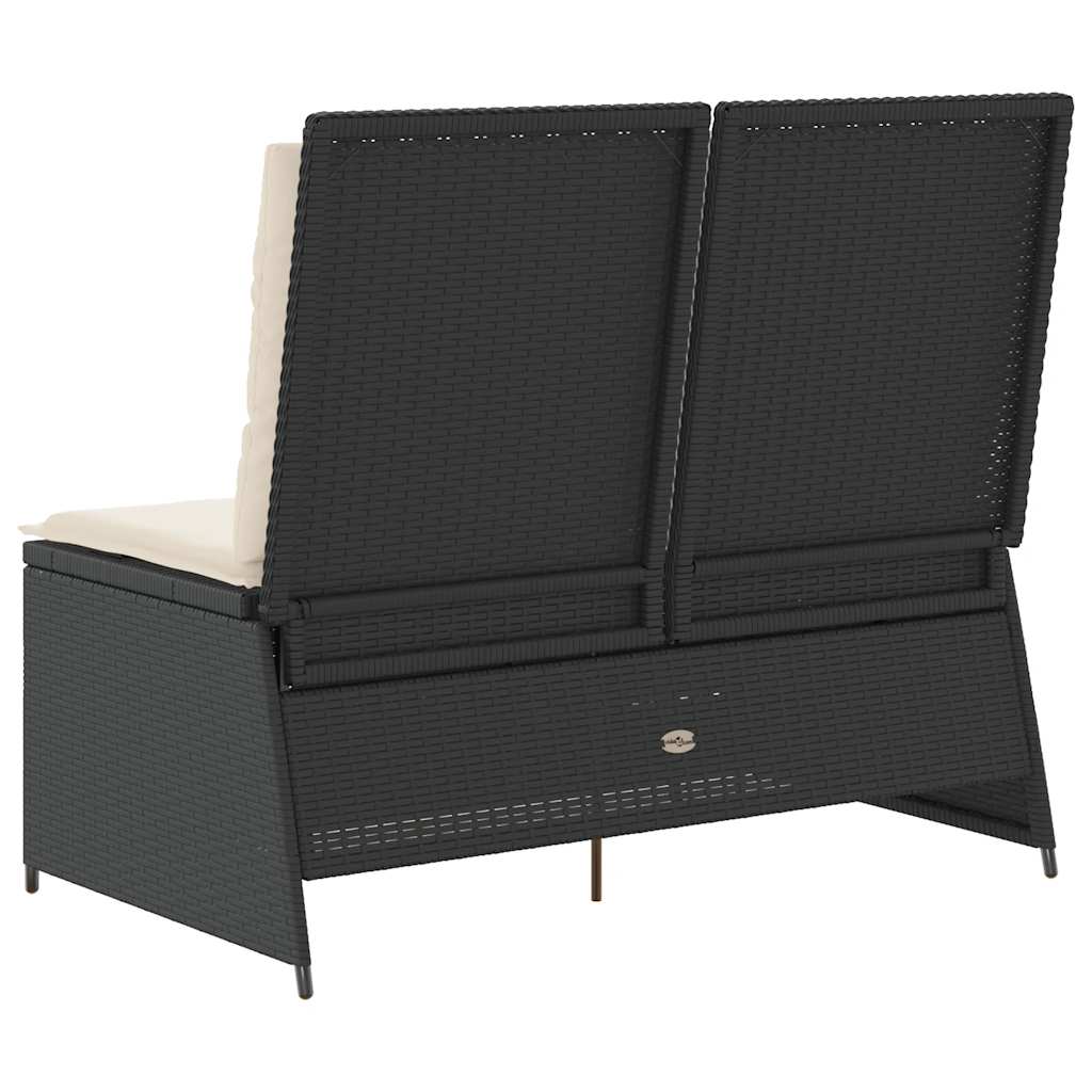 Bancă de grădină rabatabilă cu perne, negru, poliratan GartenMobel Dekor