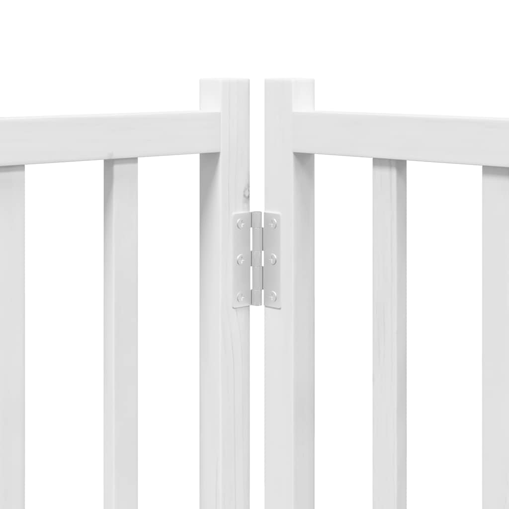 Poartă câini pliabilă cu ușă 12 panouri, alb, 600 cm, lemn plop GartenMobel Dekor