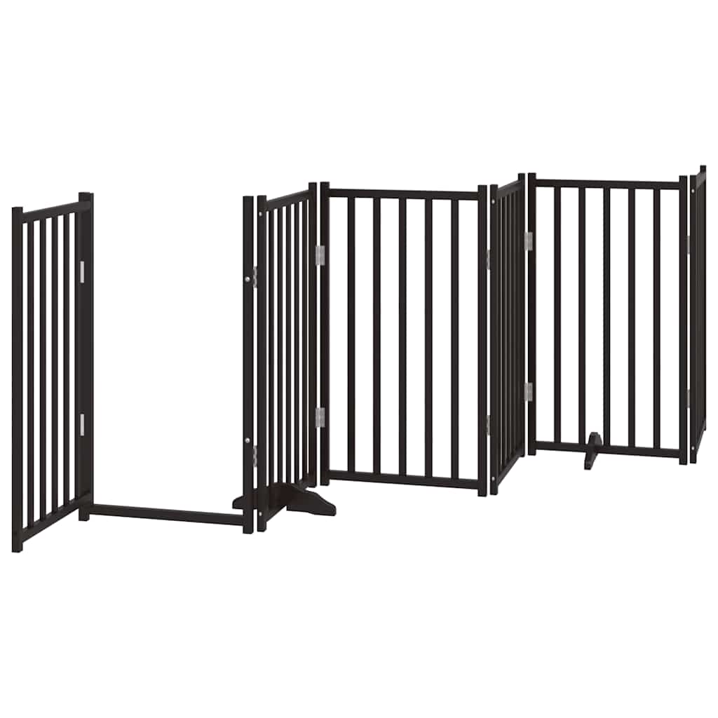 Poartă câini pliabilă cu ușă 12 panouri negru 600 cm, lemn plop GartenMobel Dekor