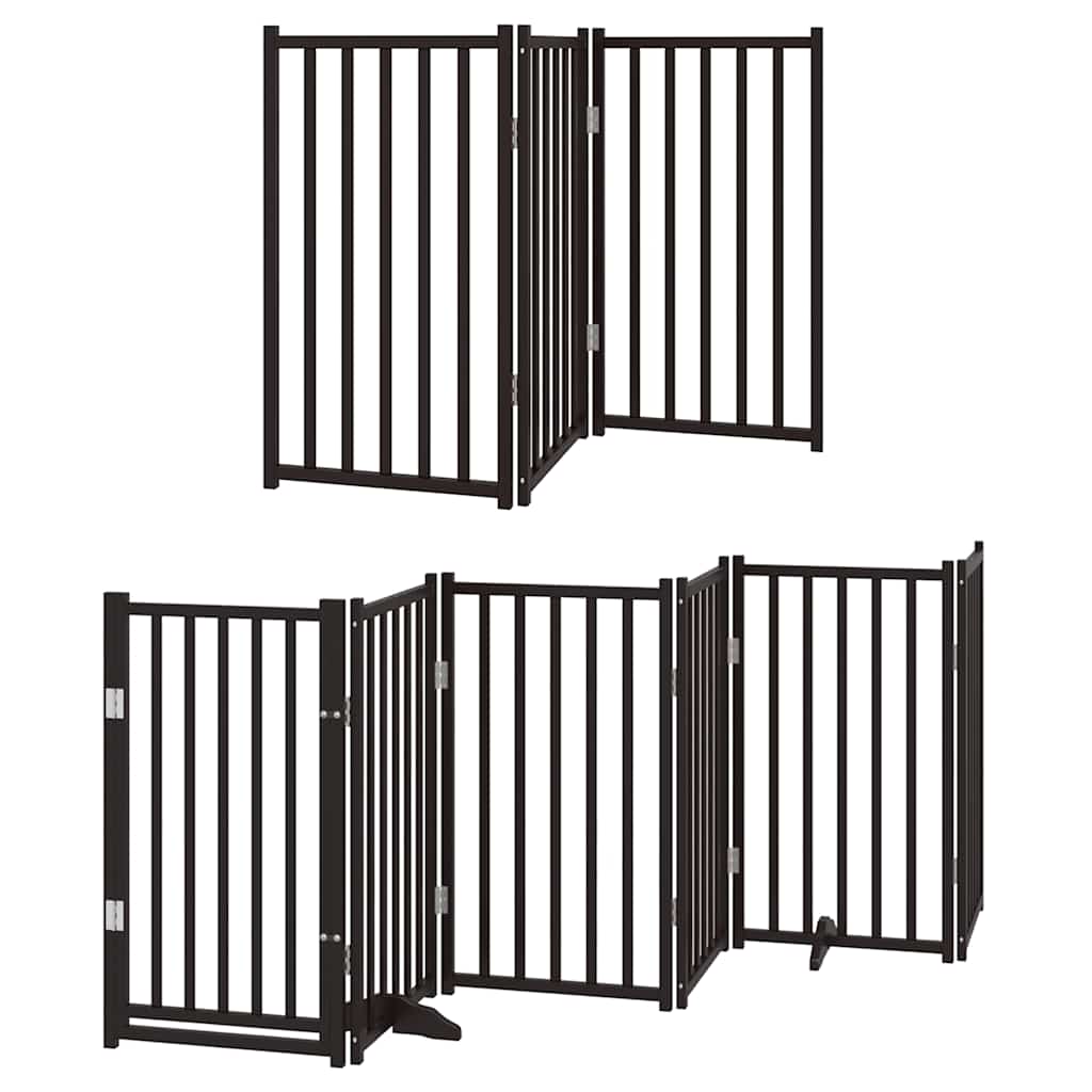Poartă câini pliabilă cu ușă 12 panouri negru 600 cm, lemn plop GartenMobel Dekor
