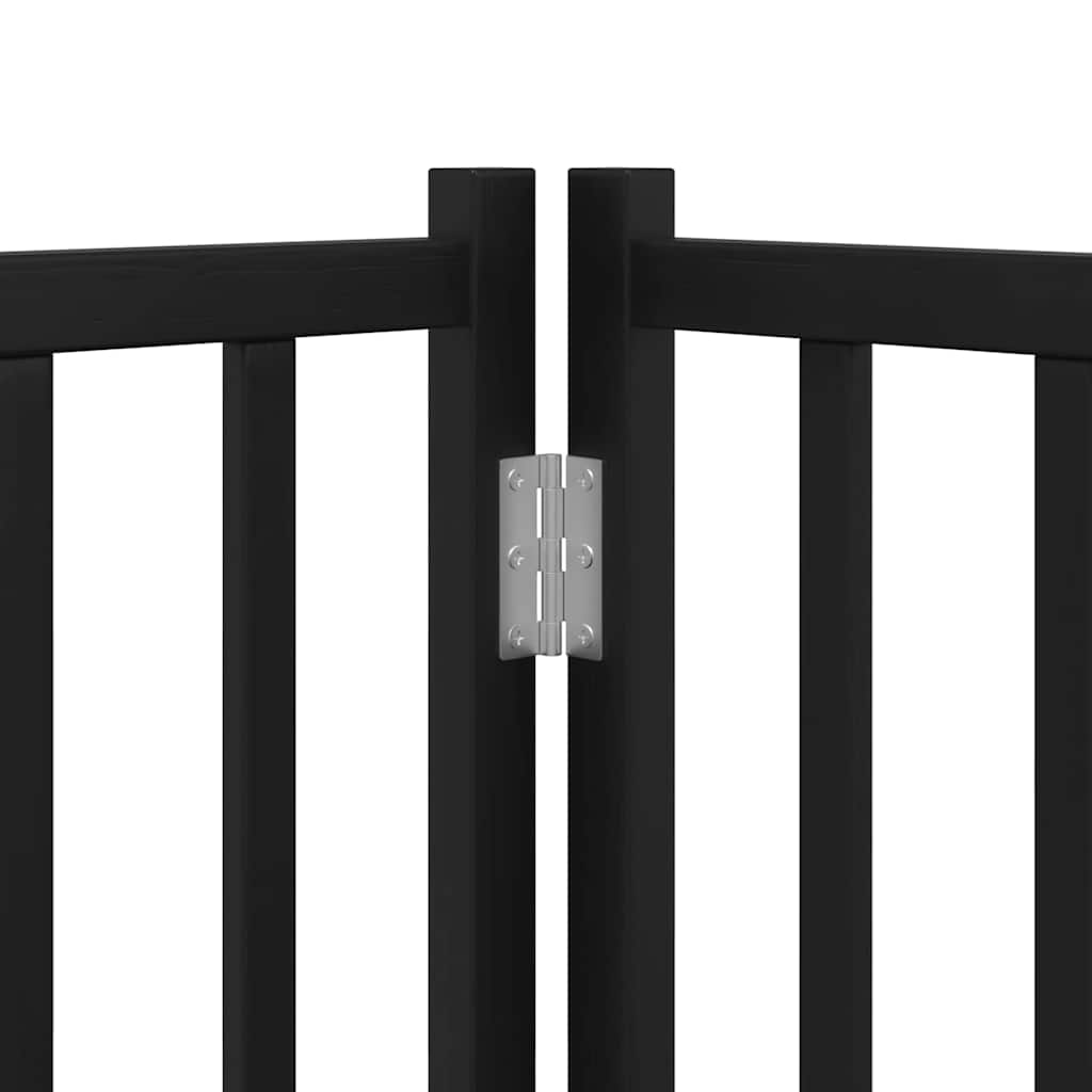 Poartă câini pliabilă cu ușă 15 panouri negru 750 cm, lemn plop GartenMobel Dekor