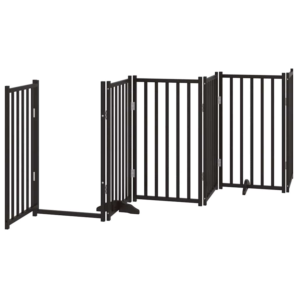Poartă câini pliabilă cu ușă 15 panouri negru 750 cm, lemn plop GartenMobel Dekor