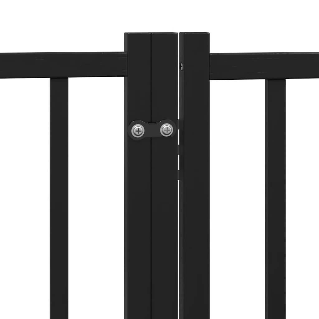 Poartă câini pliabilă cu ușă 6 panouri negru, 480 cm, lemn plop GartenMobel Dekor