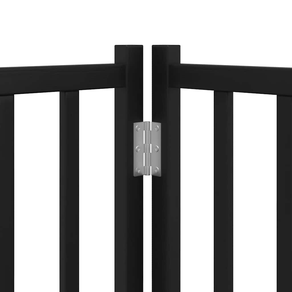 Poartă câini pliabilă cu ușă 6 panouri negru, 480 cm, lemn plop GartenMobel Dekor