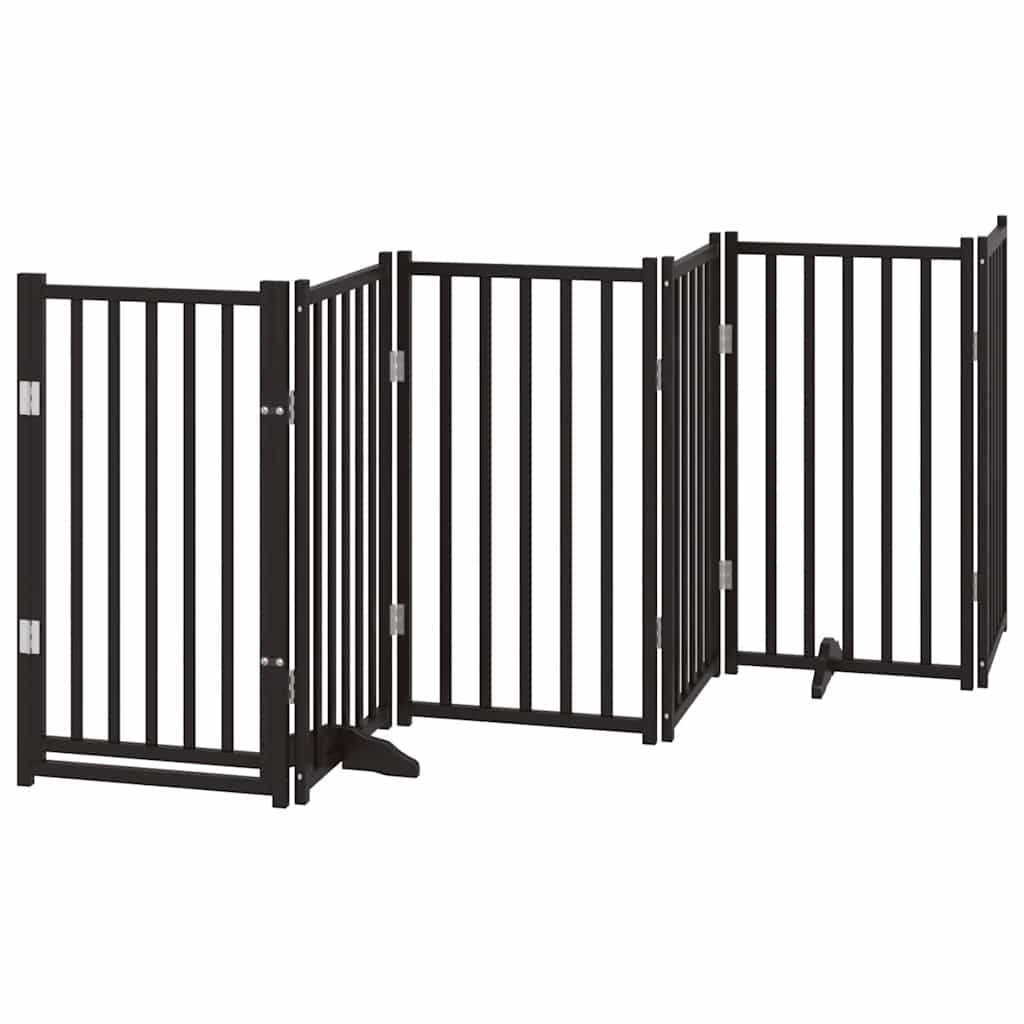 Poartă câini pliabilă cu ușă 9 panouri negru, 450 cm, lemn plop GartenMobel Dekor