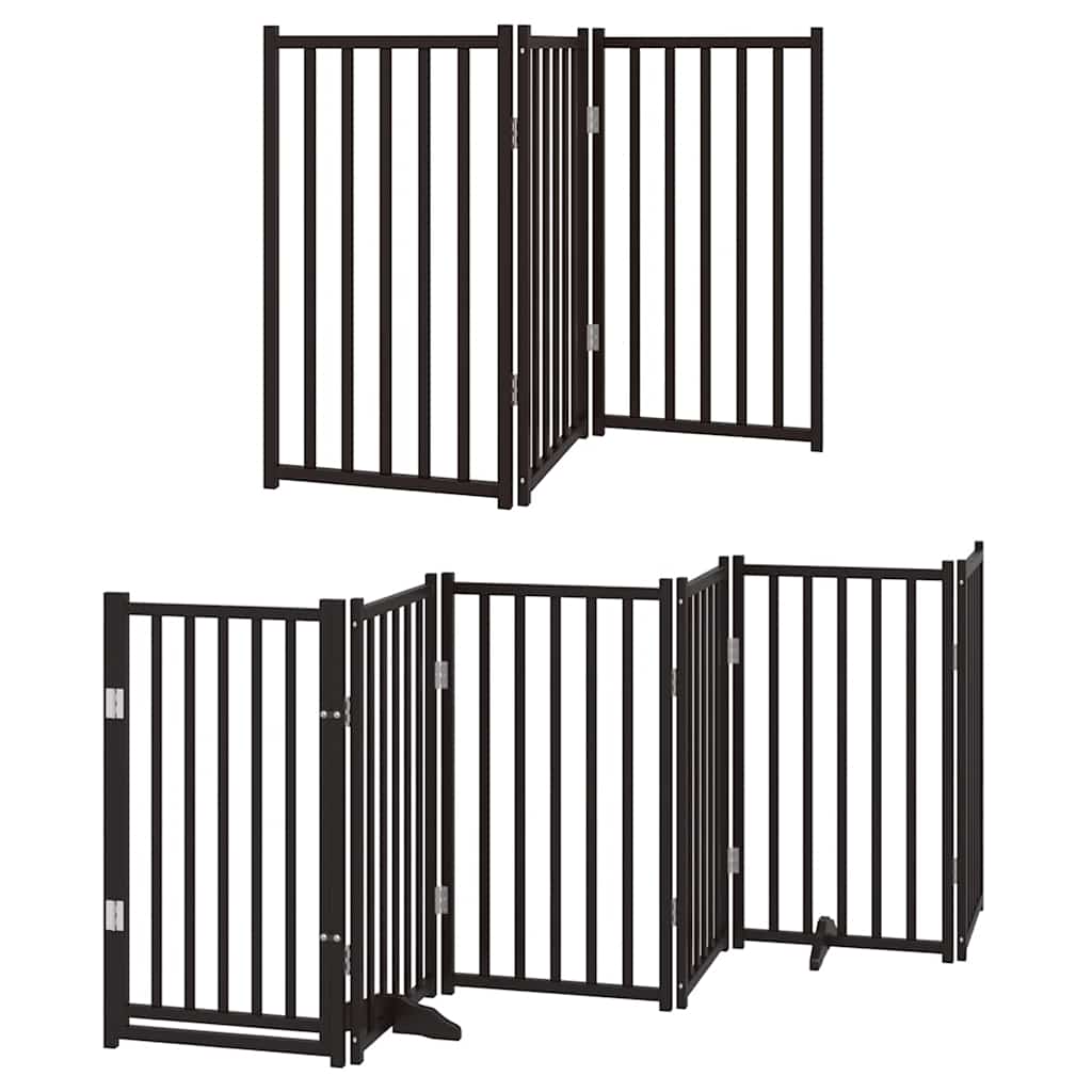 Poartă câini pliabilă cu ușă 9 panouri negru, 450 cm, lemn plop GartenMobel Dekor
